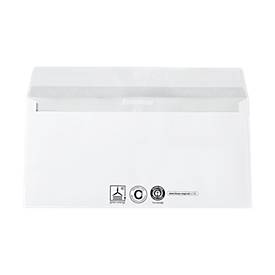 Briefumschläge, DIN lang, mit Haftklebeverschluss, ohne Fenster, hochweiß, Recyclingpapier, 80 g/m², 250 Stück
