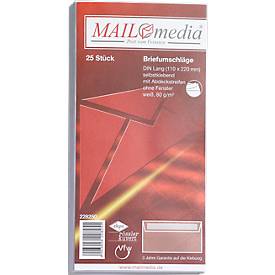 Briefumschläge, DIN lang, ohne Fenster, haftklebend, 25 Stück