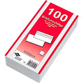 Briefumschläge, DIN lang, ohne Fenster, selbstklebend, 100 Stück