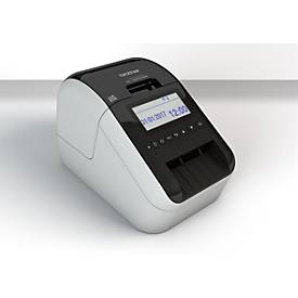 Brother Etikettendrucker QL-820NWBC, mit Rot-Schwarz-Druckfunktion, Schneideeinheit, 300 × 300 dpi, WLAN, USB, Bluetooth