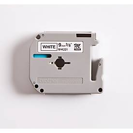 Brother M-Schriftbandkassette K 221, 9 mm, weiß/schwarz
