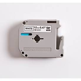 Brother M-Schriftbandkassette K 231, 12 mm, weiß/schwarz