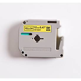 Brother M-Schriftbandkassette K 631, 12 mm, gelb/schwarz
