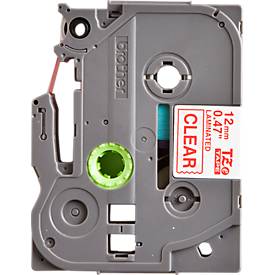 Brother Schriftbandkassette TZe-132, 12 mm breit, farblos/rot