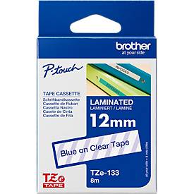 Brother Schriftbandkassette TZe-133, 12 mm breit, farblos/blau