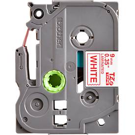 Brother Schriftbandkassette TZe-222, 9 mm breit, weiß/rot