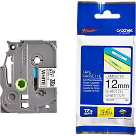 Brother Schriftbandkassette TZe-231CIV, 12 mm breit, weiß/schwarz, 20 Stück