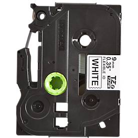 Brother Schriftbandkassette TZe-FX221, 9 mm breit, weiß/schwarz