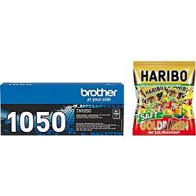 Image of Brother Toner TN-1050, schwarz + HARIBO Saft Goldbären Minis, GRATIS, original