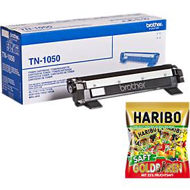 Toner TN-1050, schwarz + HARIBO Saft Goldbären Minis, GRATIS, original