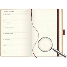 Buchkalender Korsch Edition Natur 2026, A5, 144 Seiten, 12 Monats-Kalendarium für D/GB, B 130 x H 210 mm, Naturpapier/Naturkarton, braun