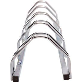 Bügelparker, 1-seitg, für Reifen mit B 35-55 mm, B 1320 x T 330 x H 250 mm, Stahl feuerverzinkt, 5 Einstellplätze, montiert