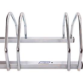 Bügelparker, 1-seitg, für Reifen mit B 35-55 mm, B 1320 x T 330 x H 250 mm, Stahl feuerverzinkt, 5 Einstellplätze, montiert