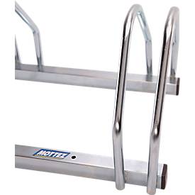 Bügelparker, 1-seitg, für Reifen mit B 35-55 mm, B 1320 x T 330 x H 250 mm, Stahl feuerverzinkt, 5 Einstellplätze, montiert