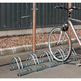 Bügelparker, 1-seitg, für Reifen mit B 35-55 mm, B 1330 x T 330 x H 260 mm, Stahl feuerverzinkt, 5 Einstellplätze, montiert