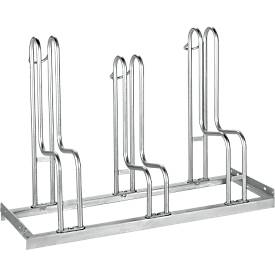 Bügelparker, 1-seitig, für Reifen bis B 55 mm, B 1050 x T 1850 x H 740 mm, Stahl feuerverzinkt, 3 Einstellplätze, zerleg