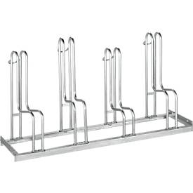 Bügelparker, 1-seitig, für Reifen bis B 55 mm, B 1400 x T 1850 x H 740 mm, Stahl feuerverzinkt, 4 Einstellplätze, zerlegt