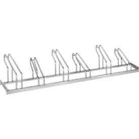 Bügelparker, 1-seitig, für Reifen bis B 55 mm, B 2100 x T 1850 x H 500 mm, Stahl feuerverzinkt, 6 Einstellplätze, montiert