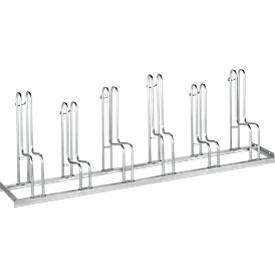 Bügelparker, 1-seitig, für Reifen bis B 55 mm, B 2100 x T 1850 x H 740 mm, Stahl feuerverzinkt, 6 Einstellplätze, zerleg