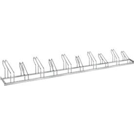 Bügelparker, 1-seitig, für Reifen bis B 55 mm, B 3500 x T 1850 x H 500 mm, Stahl feuerverzinkt, 10 Einstellplätze, montiert