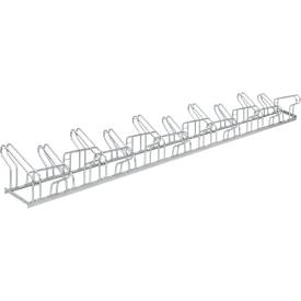 Bügelparker, 2-seitig, für Reifen bis B 55 mm, B 3500 x T 3200 x H 500 mm, Stahl feuerverzinkt, 20 Einstellplätze, monti