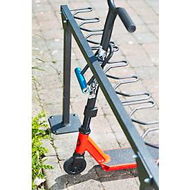 Bügelparker Mottez M509S, 1-seitig, für bis zu 9 Tretroller, B 1190 x T 200 x H 590 mm, Stahl pulverbeschichtet, anthrazit