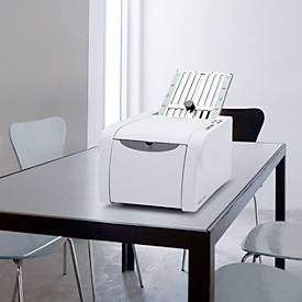 Büro-Falzmaschine IDEAL 8306, für Formate A4/12“, 4 Falzarten, bis 115 Blatt/min, bis 150 Blatt, Abschaltautomatik, weiß