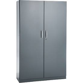 Büroschrank, 5 OH, abschließbar, mit aufliegenden Türen, B 1200 mm, Basaltgrau