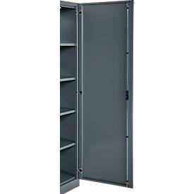 Büroschrank, 5 OH, abschließbar, mit aufliegenden Türen, B 1200 mm, Basaltgrau