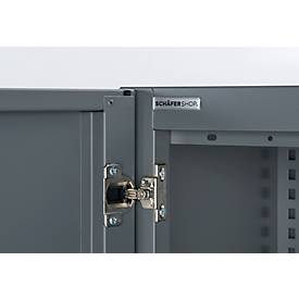 Büroschrank, 5 OH, abschließbar, mit aufliegenden Türen, B 1200 mm, Basaltgrau