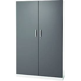 Büroschrank, 5 OH, abschließbar, mit aufliegenden Türen, B 1200 mm, Basaltgrau/Verkehrsweiß