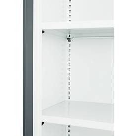 Büroschrank, 5 OH, abschließbar, mit aufliegenden Türen, B 1200 mm, Basaltgrau/Verkehrsweiß