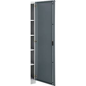 Büroschrank, 5 OH, abschließbar, mit aufliegenden Türen, B 1200 mm, Basaltgrau/Weißalu