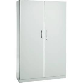 Büroschrank, 5 OH, abschließbar, mit aufliegenden Türen, B 1200 mm, Lichtgrau