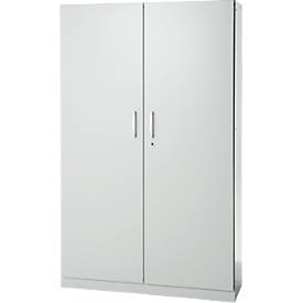 Büroschrank, 5 OH, abschließbar, mit aufliegenden Türen, B 1200 mm, Lichtgrau
