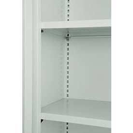Büroschrank, 5 OH, abschließbar, mit aufliegenden Türen, B 1200 mm, Lichtgrau