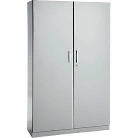 Büroschrank, 5 OH, abschließbar, mit aufliegenden Türen, B 1200 mm, Weißalu