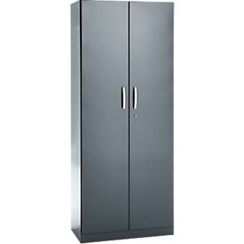 Büroschrank, 5 OH, abschließbar, mit aufliegenden Türen, B 800 mm, Basaltgrau