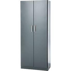 Büroschrank, 5 OH, abschließbar, mit aufliegenden Türen, B 800 mm, Basaltgrau