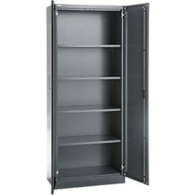 Büroschrank, 5 OH, abschließbar, mit aufliegenden Türen, B 800 mm, Basaltgrau