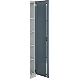Büroschrank, 5 OH, abschließbar, mit aufliegenden Türen, B 800 mm, Basaltgrau/Weißalu