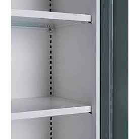 Büroschrank, 5 OH, abschließbar, mit aufliegenden Türen, B 800 mm, Basaltgrau/Weißalu
