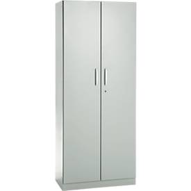 Büroschrank, 5 OH, abschließbar, mit aufliegenden Türen, B 800 mm, Lichtgrau