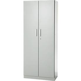 Büroschrank, 5 OH, abschließbar, mit aufliegenden Türen, B 800 mm, Lichtgrau