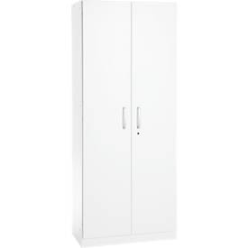 Büroschrank, 5 OH, abschließbar, mit aufliegenden Türen, B 800 mm, Verkehrsweiß
