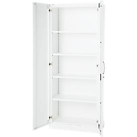 Büroschrank, 5 OH, abschließbar, mit aufliegenden Türen, B 800 mm, Verkehrsweiß