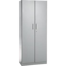 Büroschrank, 5 OH, abschließbar, mit aufliegenden Türen, B 800 mm, Weißalu