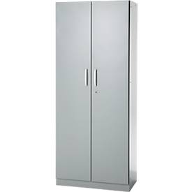 Büroschrank, 5 OH, abschließbar, mit aufliegenden Türen, B 800 mm, Weißalu