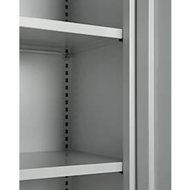 Büroschrank, 5 OH, abschließbar, mit aufliegenden Türen, B 800 mm, Weißalu