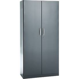 Büroschrank, 5 OH, abschließbar, mit aufliegenden Türen, B 950 mm, Basaltgrau
